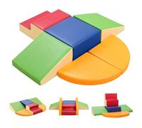 JungleDove Set Gioco Morbido per Bambini Interno - 6 Pezzi Blocchi in Schiuma con Scivolo e scaleGiocattoli da Arrampicata sicuri ed educativi per Lo Sviluppo delle capacità motorie dei Piccoli