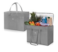 JUNGYOON Confezione da 2 sacchetti isolati XL riutilizzabili per la spesa, borse termiche isolate con cerniera forte e piastra inferiore resistenti, borse per la spesa ideali per la consegna degli