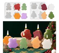 Junhui 2 Pezzi Stampo per Candele di Natale, Stampi in Silicone per Candele di Natale, Forme 3D in Gesso Epossidico, Forme in Silicone per la Fusione di Candele Fai da Te per Candele Profumate, Sapone