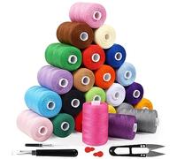 JUNING Kit di filo da cucito in 24 colori, filo in poliestere da 910 m per rocchetto, con accessori per cucire, kit di fili per macchina da ricamo, per cucire a mano, trapuntatura e macchina da cucire