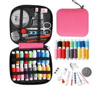 JUNING Set da Cucito Accessori，Portatile Kit da Cucito per Principianti o per Viaggi (E-18 threads-Pink)