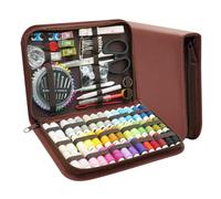 JUNING Set da Cucito Accessori，Portatile Kit da Cucito per Principianti o per Viaggi (XL-42 Threads-Brown)