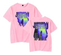 Junior H 2025 Sad Boyz Live & Broken Heart Tour Merch T-Shirt - Maglietta unisex streetwear girocollo a maniche corte per uomo e donna, rosa, XL