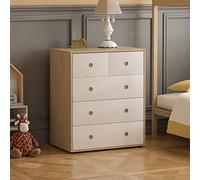 Junior Vida Neptune Cassettiera con 5 Cassetti, per Camera da Letto e Bambini (Bianco e Rovere), Altezza 76 x Larghezza 64.5 x Profondità 40 cm Circa