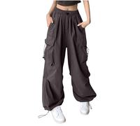 Juniors Pantaloni larghi da donna in denim cargo danza medievale cosplay svasato gamba larga estate autunno 2025, S-624 Grigio, XL