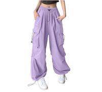 Juniors Pantaloni larghi da donna in denim cargo danza medievale cosplay svasato gamba larga estate autunno 2025, S-624 Viola, S