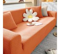 JunJiale Copridivano elasticizzato, 1 pezzo, per divano a 2 posti, morbido con fondo elastico, tessuto jacquard spandex a quadri, arancione
