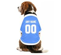 Junjie Maglietta da calcio per animali domestici, personalizzabile con nome e numero di cani e gatti, abbigliamento per il giorno del gioco, Blu 3 cielo, S