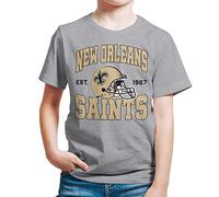 Junk Food Clothing x NFL - New Orleans Saints - Team Helmet - Kids Short Sleeve T-Shirt for Boys And Girls - Size Medium