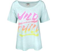 Junk Food - Maglietta "Wild Child" da donna NS5878 (S) (blu chiaro screziato)