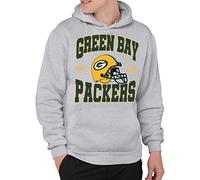 Junk Food Standard Team Helmet Pullover Hoodie. Relaxed Unisex Fit, Green bay Packers-Athletic Heather, Small