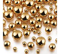 Junkin 150 pezzi vaso di perle finte vaso di perline per il trucco senza fori lucide perle di dimensioni miste, per vaso, casa, feste, matrimoni, 8/14/20 mm (oro)