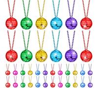 Junkin 48 collane da discoteca, decorazioni sfuse con sfere a specchio da discoteca, per Capodanno anni '70, mini palline decorative, accessori per palcoscenico (colori messicani)