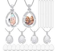 Junkin Set di 24 vassoi con strass a sublimazione, tra cui 6 vassoi con lunetta con strass bianchi su entrambi i lati, 6 catene spesse con 12 dischi a sublimazione per realizzare, lega, diamanti