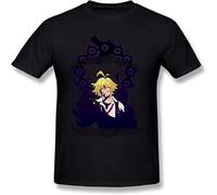 JUNKOU 7 Deadly Sins T Shirt Meliodas sin of Wrath Funny Casual Tee Men Cotton Tees Black 3XL