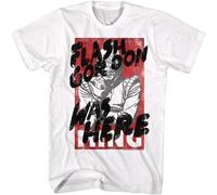 JUNKOU Flash Gordon 80's Movie Flash Gordon Was Here Graffiti Men's T Shirt White L