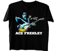 JUNKOU Hot Ace Frehley T Shirt Casual Graphic Tops Black M