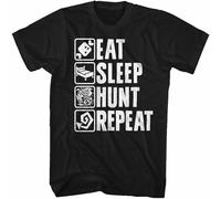 JUNKOU Hunt Repeat Adult T-Shirt Mens Casual Graphic Tops Black L