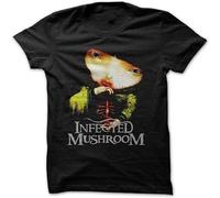 JUNKOU Infected Mushroom Trendy Streetwear T Shirt Graphic Top Printed Shirt Short Sleeve Tee Mens Black L