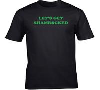 JUNKOU Let's Get Shamrocked Saint Patrick's Day Unisex Short Sleeve t-Shirt Black M