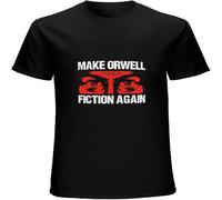 JUNKOU Make Orwell Fiction Again Anti Dystopian Nightmare Protest Unisex T-Shirt Top Mens Tee Black 3XL