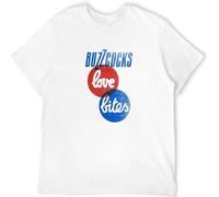 JUNKOU Men's Buzzcocks 'Love Bites' T Shirt Casual Graphic Tops White M