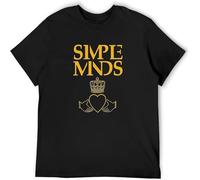 JUNKOU Men's Casual Shirt Simple Minds Crew-Neck t-Shirt Black S