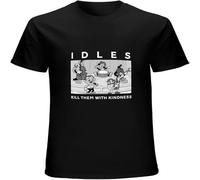 JUNKOU Men's Discrete Idles Kill Them with Kindness Vintage Band t Shirt Black L