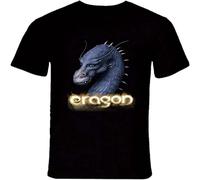 JUNKOU Men's ERAGON Christopher PAOLINI Book Saga Inspired Dragons Tee Round Neck Unisex Tops Men's 100% Cotton Short Sleeve T Shirts Black S