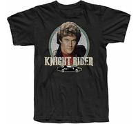 JUNKOU Men's Grey Heather Knight Rider Graphic Tee T-Shirt Black S