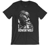 JUNKOU Men's Howlin Wolf T Shirt Vintage Style Lightweight O Neck Tee Black M