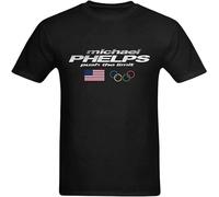 JUNKOU Men's Michael Phelps USA Swimming T-Shirt Colour O Neck Tee Black 3XL