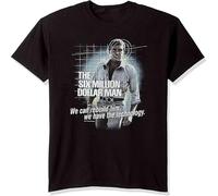JUNKOU Men's Six Million Dollar Man Unisex 100% Cotton Short-Sleeve T-Shirts O Neck Tee Black S