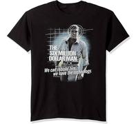 JUNKOU Men's Six Million Dollar Man Unisex 100% Cotton Short-Sleeve T-Shirts O Neck Tee Black XL