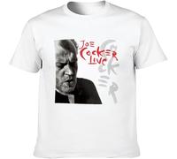 JUNKOU Men's Summer T-Shirt Joe Cocker Live Graphic Style O Neck Tee White L
