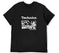 JUNKOU Men's T-Shirt Feel Soft Technics Turntables Kid Teach Them Well Tee Soft And Light Black 3XL