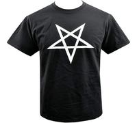 JUNKOU Mens T Shirt Inverted Pentagram Satantic Occult Church of Satan Goat Goth Black S