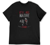 JUNKOU Native American Movement It's all Native Land Americans Tribe Tribal Men T-Shirt Printed Camiseta Tee Top Black M