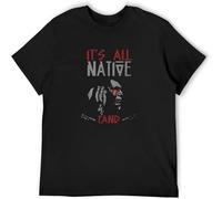 JUNKOU Native American Movement It's all Native Land Americans Tribe Tribal Men T-Shirt Printed Camiseta Tee Top Black XL