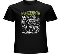 JUNKOU Necrophagia American Death Metal Music Band Mens T-Shirt Graphic Unisex Summer Tee Black L