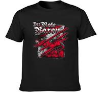 JUNKOU Richthofen The Red Baron Jagdgeschwader Teufel EK Held Fokker Luftwaffe Mens T-Shirt Unisex Mens Tees Black XXL