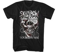 JUNKOU Skid Row Slave to The Grind Skull Chain T Shirt Graphic Top Printed Shirt Short Sleeve Mens Tee Black L