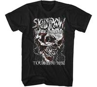 JUNKOU Skid Row Slave to The Grind Skull Chain T Shirt Graphic Top Printed Shirt Short Sleeve Mens Tee Black XL