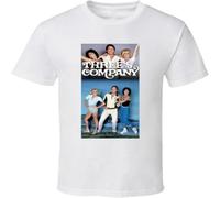 JUNKOU Three's Company Top 70's Vintage TV Show Cool Retro Fan T Shirt White XL