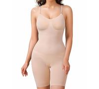 Junlan Body Contenitivo Modellante Donna Shapewear Bodysuit Guaina Contenitiva Pancia Piatta Intimo Snellente Shaper (Beige,S)