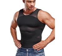 Junlan Maglietta Riduttrice da Uomo Fascia Gilet Interno Compressione Senza Maniche Body Shaper, Nero , M