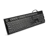 Junlucki Tastiera da Gioco Meccanica, Tastiera Cablata Retrò 104 Tasti, Tastiera Ergonomica con Tasti Rotondi Tastiera Illuminata con Luce Mista Tastiera Cablata per Desktop/Laptop/Computer(Nero)