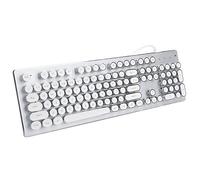 Junlucki Tastiera da Gioco Meccanica, Tastiera Cablata Retrò 104 Tasti, Tastiera Ergonomica con Tasti Rotondi Tastiera Illuminata con Luce Mista Tastiera Cablata per Desktop/Laptop/Computer(bianca)