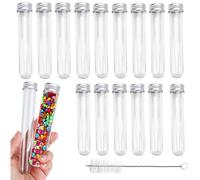 JUNMEIDO 30 Pz Provette di Plastica 45 ml Trasparenti Riutilizzabili con Tappo per Laboratorio, Caramelle, Semi, Spezie, Liquidi, Coriandoli