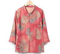 JUNMIN Abito estivo a due pezzi a maniche corte da donna, mezza età e anziane, camicia a maniche a tre quarti, vestiti larghi della moglie (colore : rosso, taglia XX-Large)